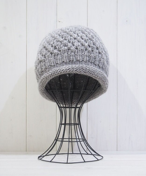 石田製帽 【防寒対策・日本製】ウールロールアップ ニット帽 グレー