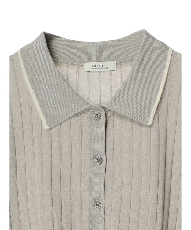 earth music&ecology ラインポロニットカーディガン Light Gray