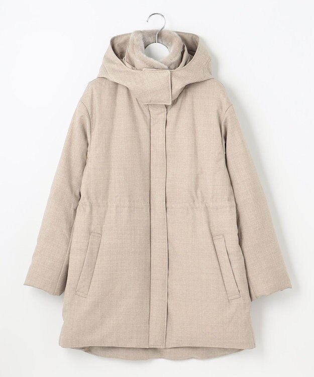 自由区 【ファー取り外し可】ライトウールダウン ベージュ系