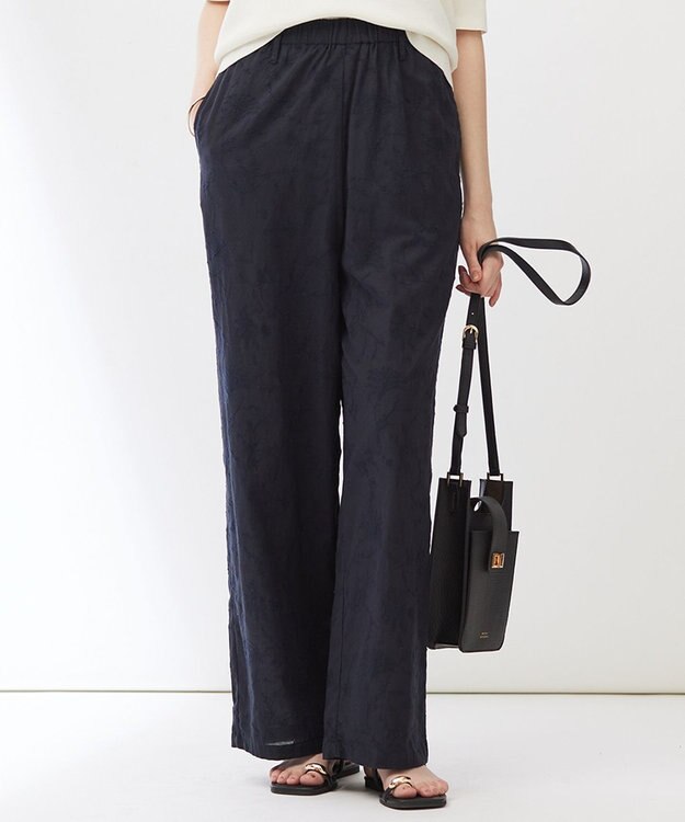 23区 【Indian Factory】フラワーエンブロイダリー ワイドパンツ ネイビー系