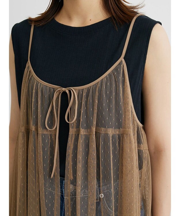 Green Parks ・ＥＬＥＮＣＡＲＥ　ＤＵＥ　２ｗａｙチュールキャミワンピ Mocha