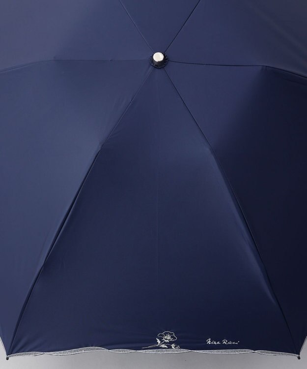 AURORA NINA RICCI （ニナリッチ)  リボン＆ネモフィラ風 刺しゅう晴雨兼用パラソル（クイックオープン折り畳み・ミニ傘） ネイビー