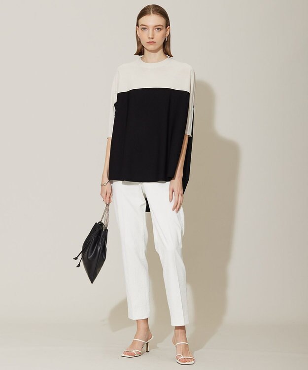 ICB 【新色追加・接触冷感・UVカット・洗える】 ヴィスコースナイロンハイゲージ 半袖プルオーバー トープ×ブラック系