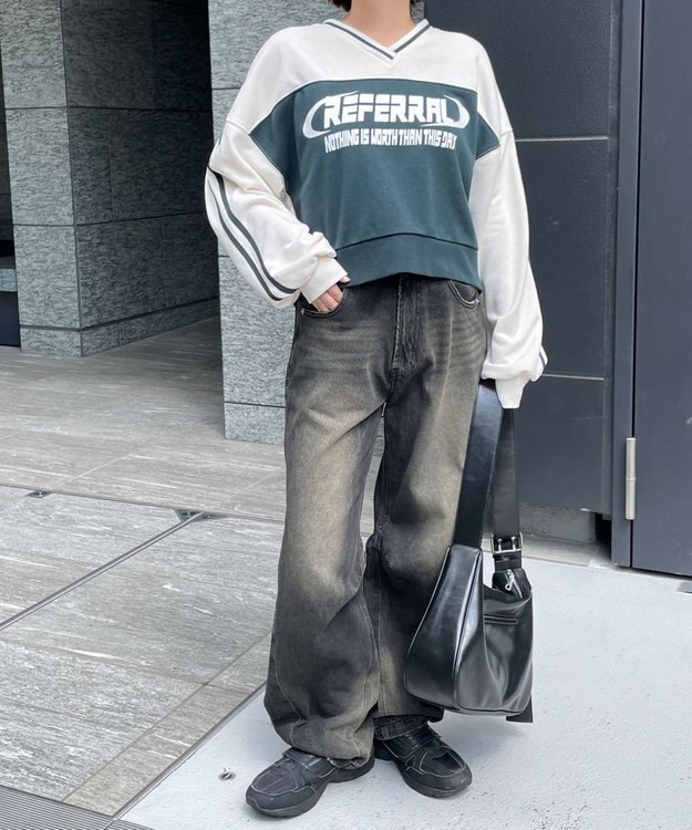 WEGO 切り替えショートスウェット グリーン