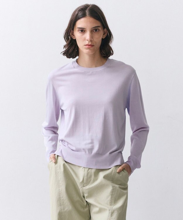 BEIGE， JULIE / コットンシルク 異素材プルオーバーニット Lilac