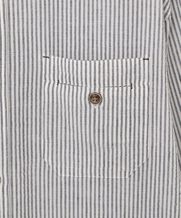 JOSEPH ABBOUD MOUNTAIN 【SPACE／UNISEX】オーガニックコットンリネンドライサッカー シャツ ネイビー系1