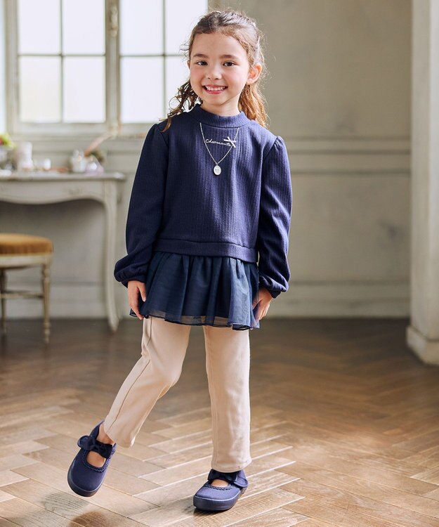 ANY KIDS 裏起毛 ネックレス トレーナー ネイビー