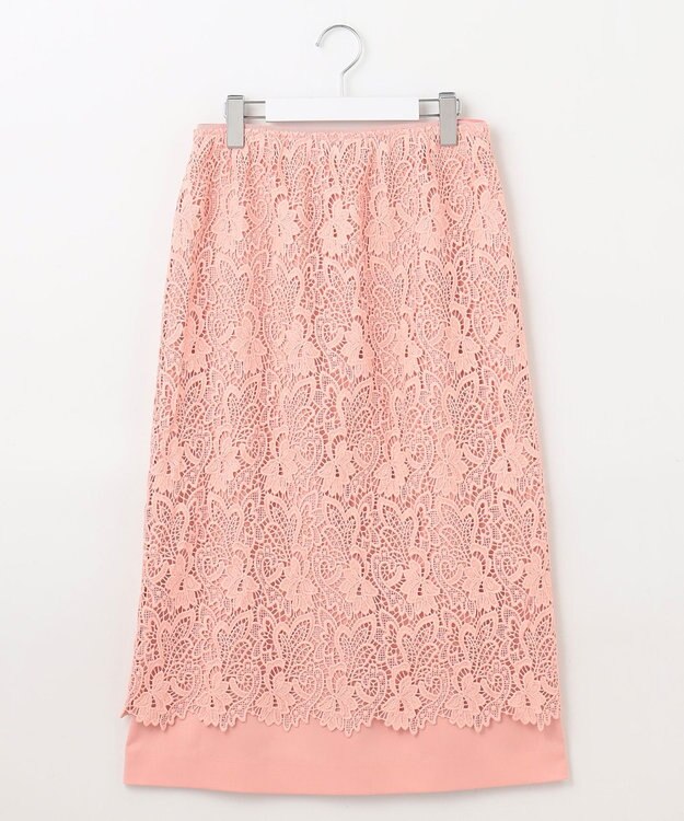 自由区 【洗える】ボタニカルレース スカート ピンク