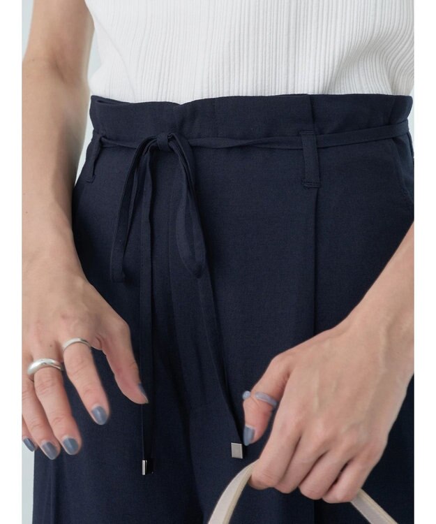 earth music&ecology リネンライクテーパードパンツ Navy
