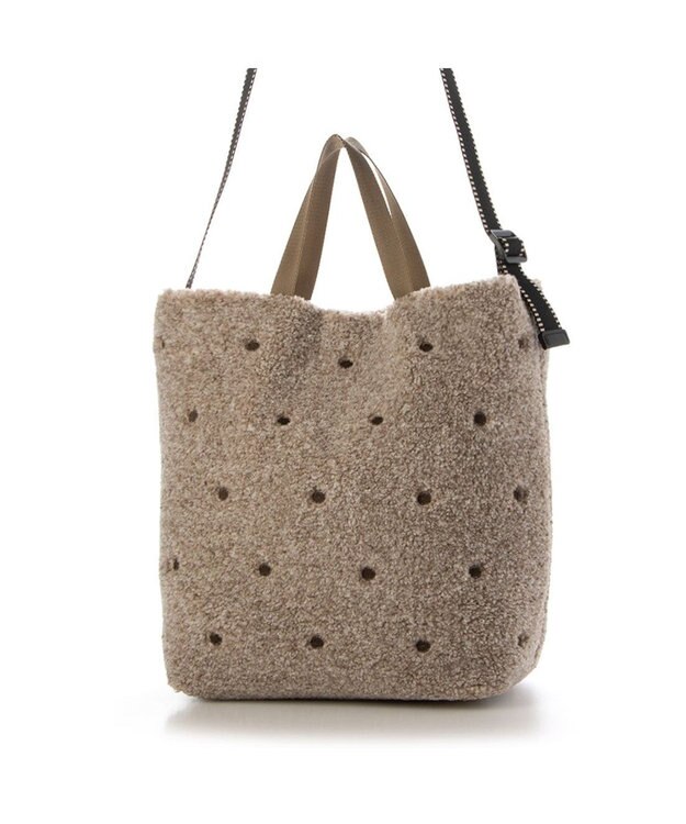 UNBILLION カシュカシュ cachecache / ミックスカラーボアドット2wayトート ブラウン