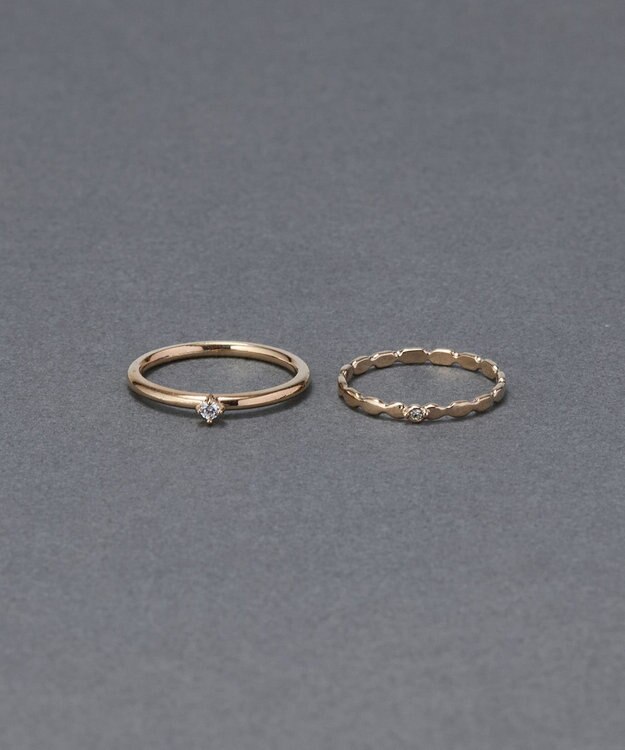 Phoebe 【金属アレルギー対応】2setグレイングリッターリング シャンパンゴールド