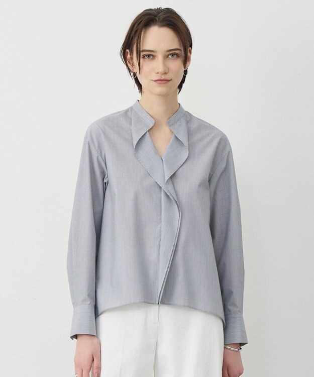 ICB 【先行予約】クリーンブロード ラッフルデザイン プルオーバーブラウス ブラックストライプ