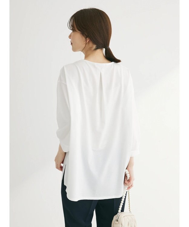 Green Parks バー付き７分袖ブラウソー Off White