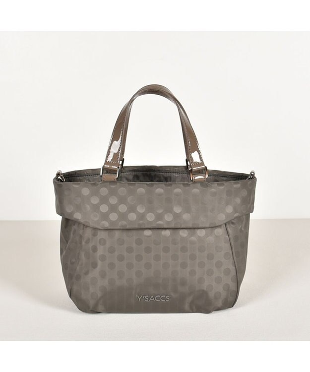 Y'SACCS PolkaDots口折れミニトート グレー