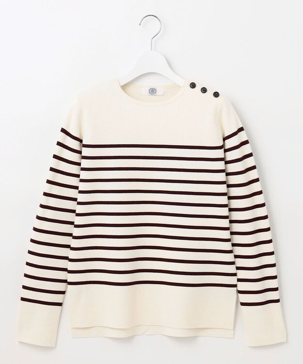 J.PRESS LADIES 【洗える】VIS/PE MILANO ボーダー ニット ワイン系1