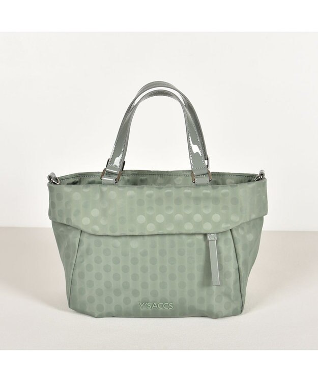Y'SACCS PolkaDots口折れミニトート ライトグリーン