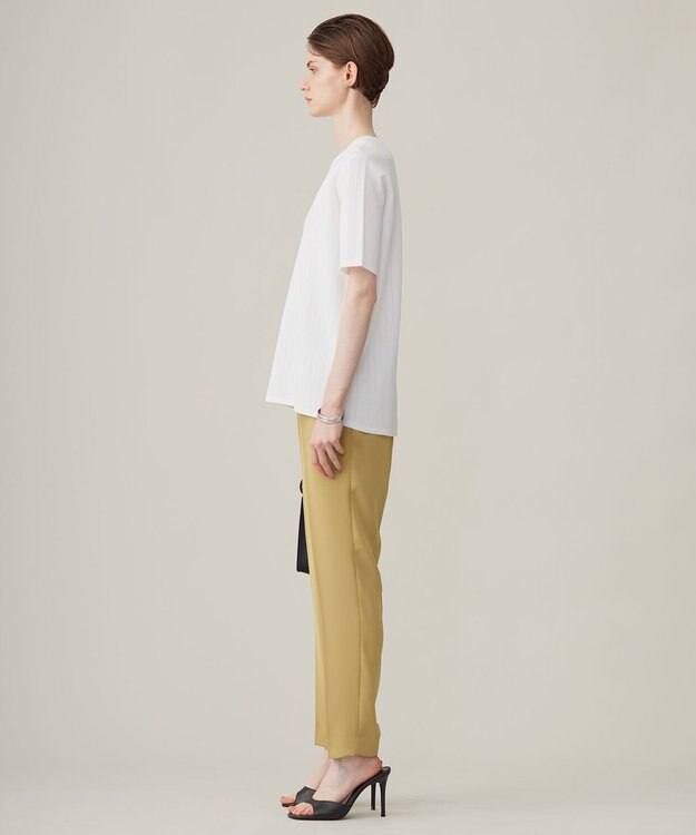 ICB 【洗える】 ストライプパターン ニットトップス オフホワイト系