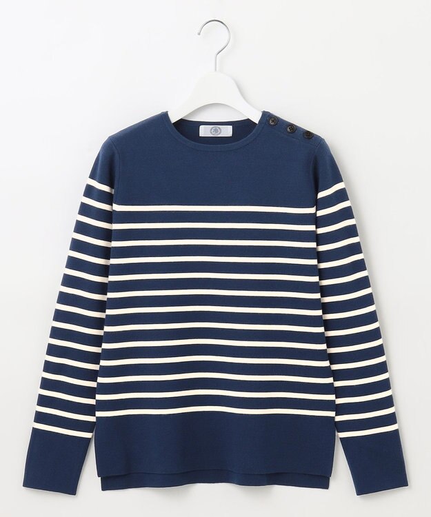 J.PRESS LADIES 【洗える】VIS/PE MILANO ボーダー ニット ダルブルー系1
