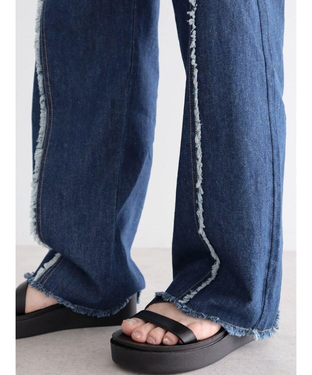 Green Parks ・Double Flags デニムフリンジラインパンツ Dark Indigo