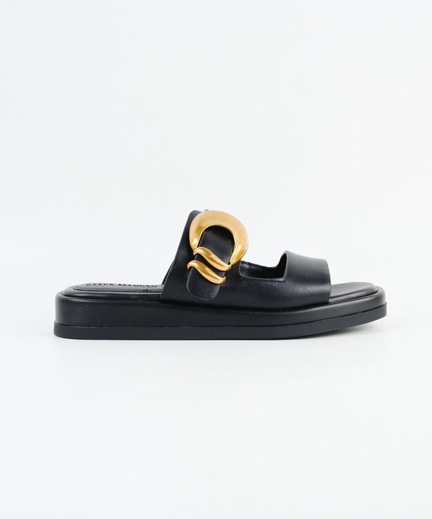 STEVE MADDEN BAY-RIDGE ビッグバックルフラットサンダル ブラック