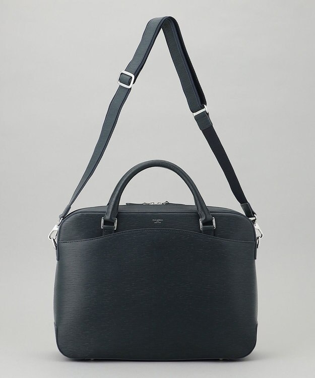 GOTAIRIKU 日本製【PELLE MORBIDA】型押しレザー ブリーフバッグ ネイビー系