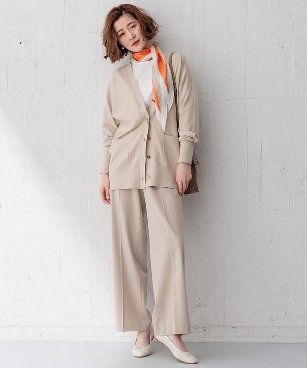 23区 【洗える】コンフォートストレッチ カーディガン ベージュ系