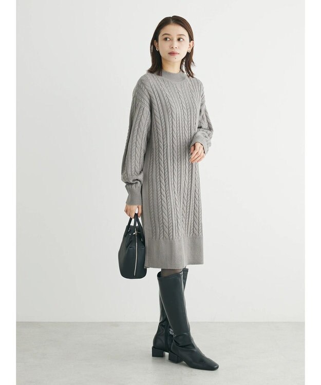 Green Parks ケーブルニットミニワンピース Gray