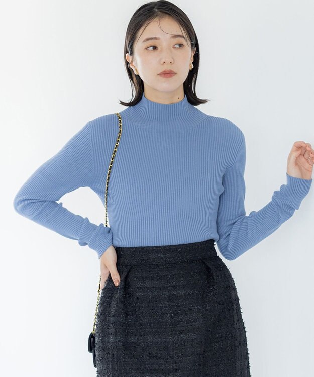 組曲 ホールガーメント ハイネックニット ブルー系