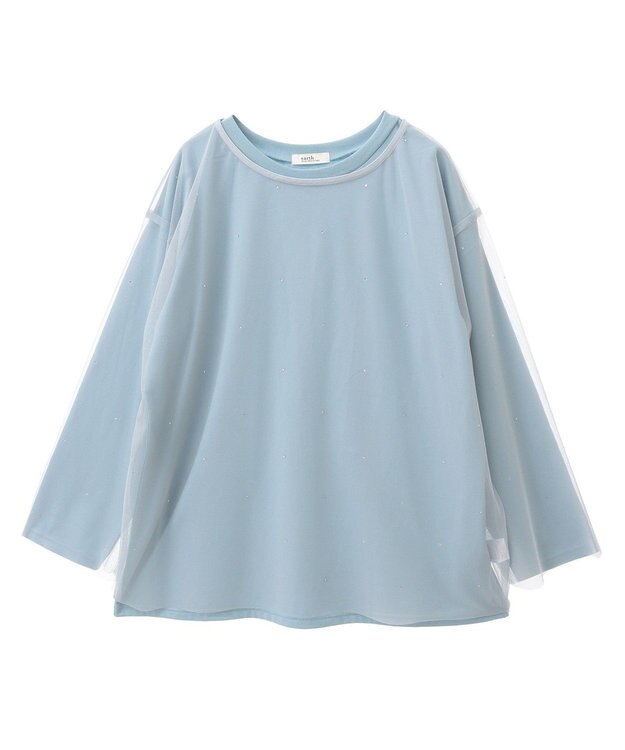 earth music&ecology ラインストーンチュールドッキングプルオーバー Grayish Blue