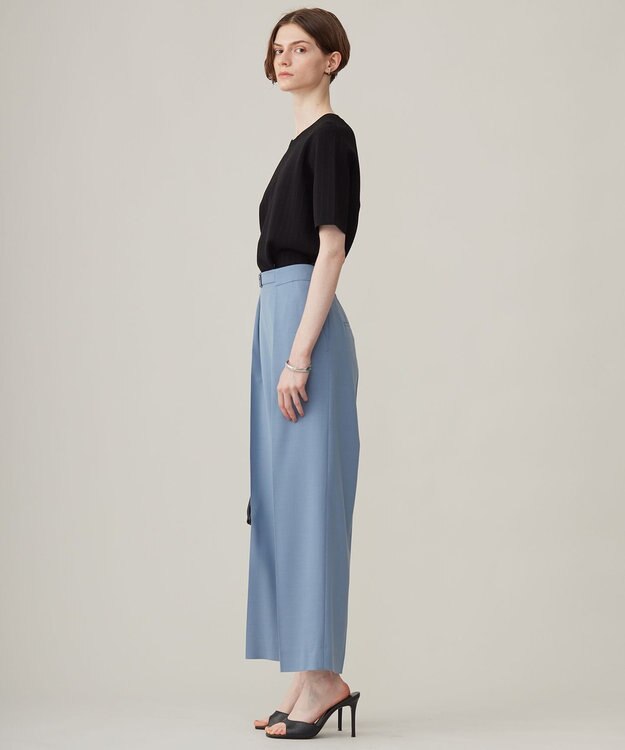 ICB 【洗える】 ストライプパターン ニットトップス ブラック系