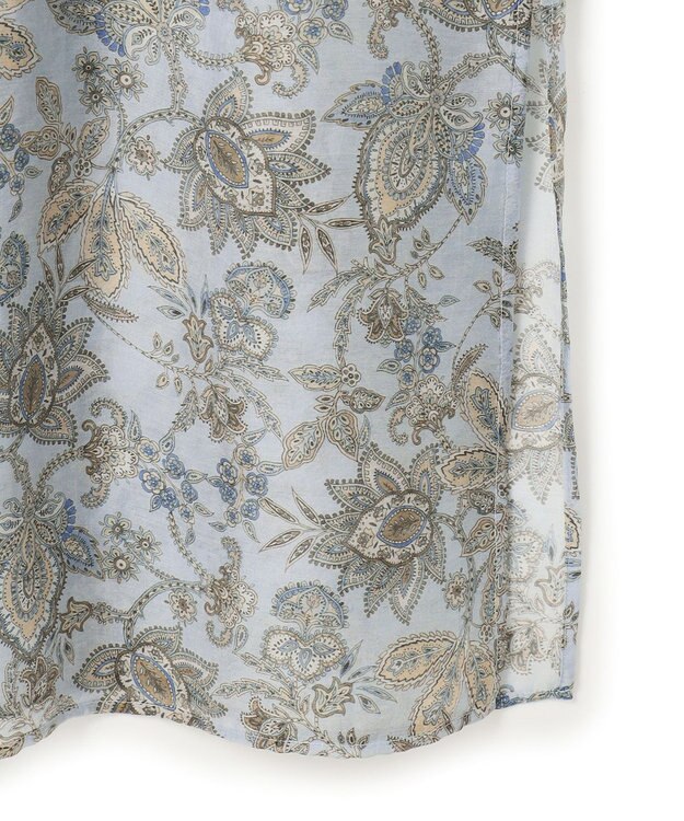 23区 【先行予約】Ericaキャラコ  ペイズリープリント シャツワンピース サックス系