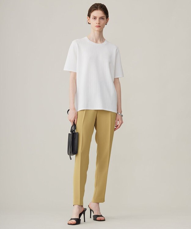 ICB 【洗える】 ストライプパターン ニットトップス オフホワイト系