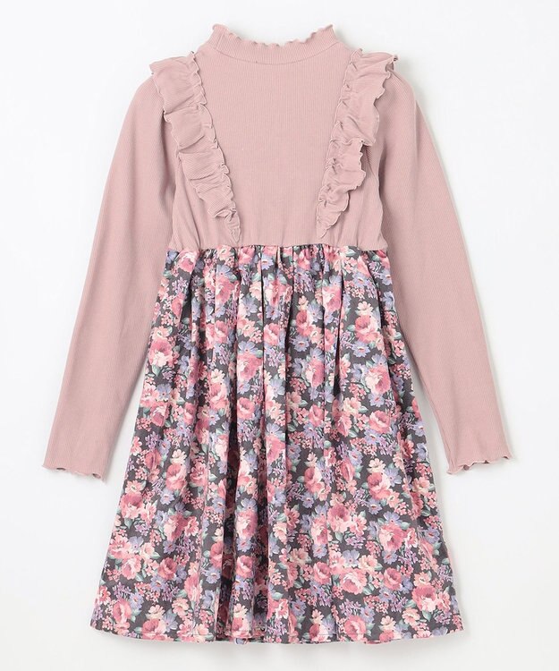 ANY KIDS 花柄 ドッキング ワンピース ピンク系花柄