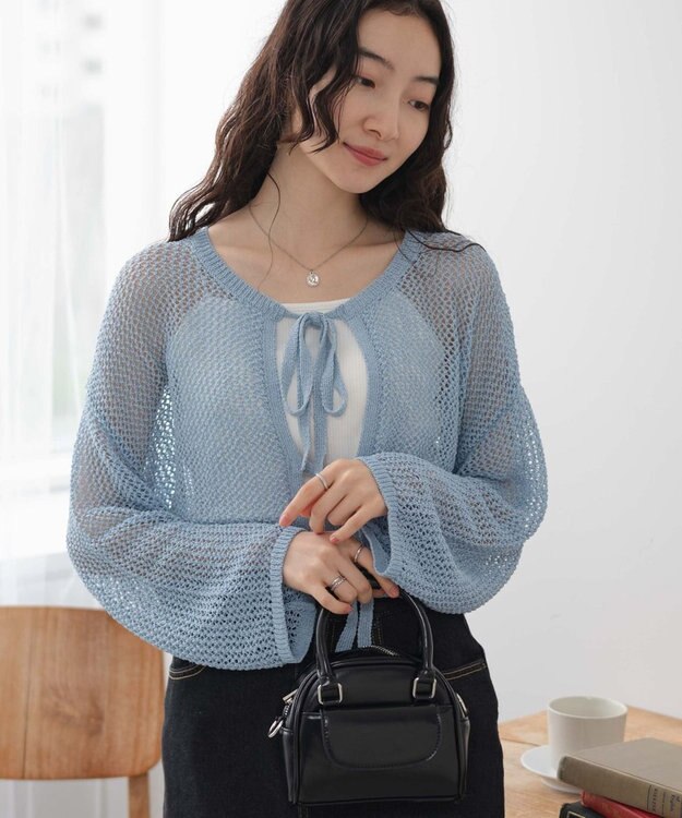 WEGO メッシュニットカーデ サックス