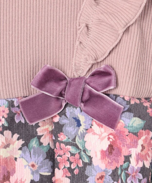 ANY KIDS 花柄 ドッキング ワンピース ピンク系花柄