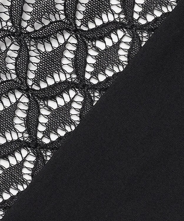 ICB 【WEB＆一部店舗限定】SustainableLace バンドカラー ブラウス ブラック系