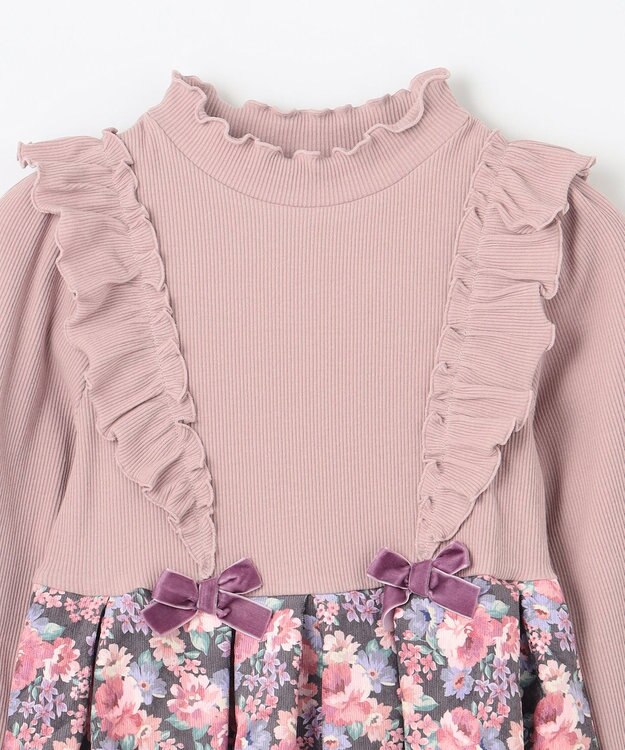 ANY KIDS 花柄 ドッキング ワンピース ピンク系花柄