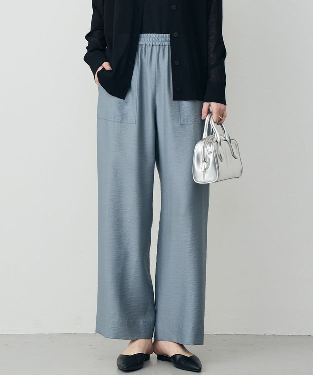 ICB L 【先行予約】ワッシャーツイル ワイドストレートパンツ プルシアンブルー