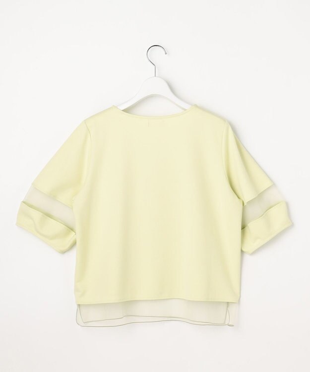 ANY SIS チュール切替ランタンスリーブ プルオーバー ライム