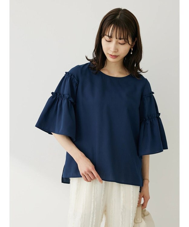 Green Parks ティアード袖ブラウス Navy