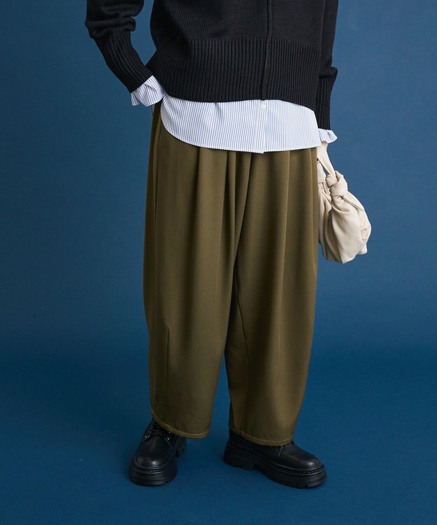 Green Parks ウエストタックイージーパンツ Khaki