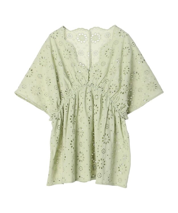 earth music&ecology コットンレースＶネックブラウス Off White