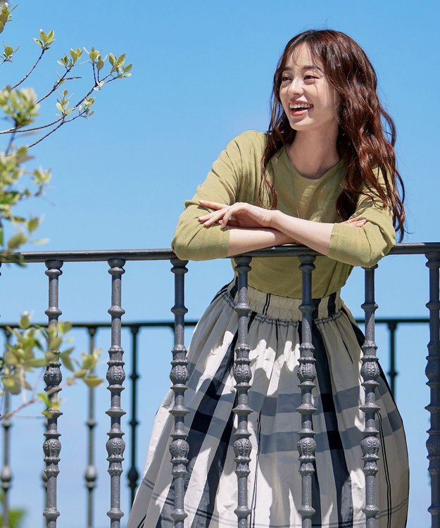 Tiaclasse 【インナーセット・洗える】ボーダー編みシアーニットアンサンブル ライム