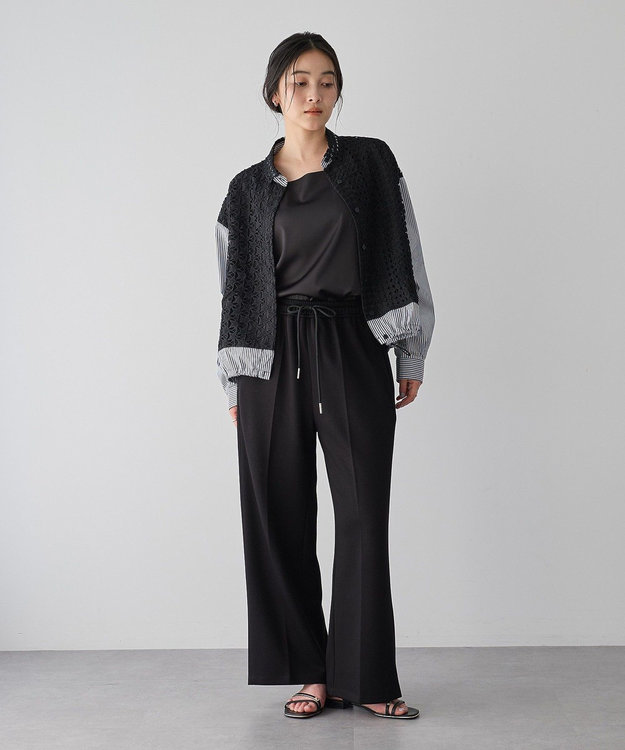 YECCA VECCA ボートネックサテンキャミ Black