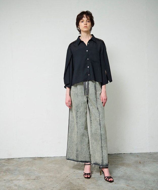 GRACE CONTINENTAL シアーポンチョシャツ ブラック