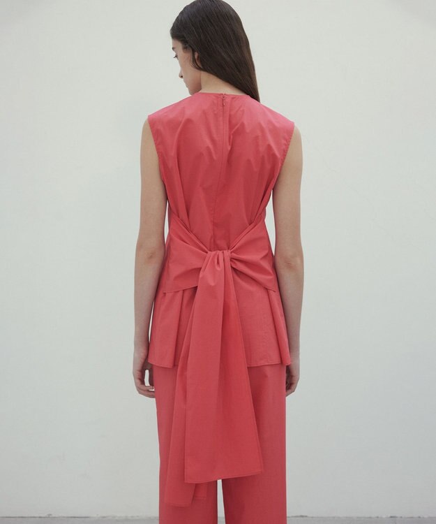 BEIGE， 【洗える・GISELe 6月号掲載】MALLOW / バックリボンコットンノースリーブブラウス Poppy Red