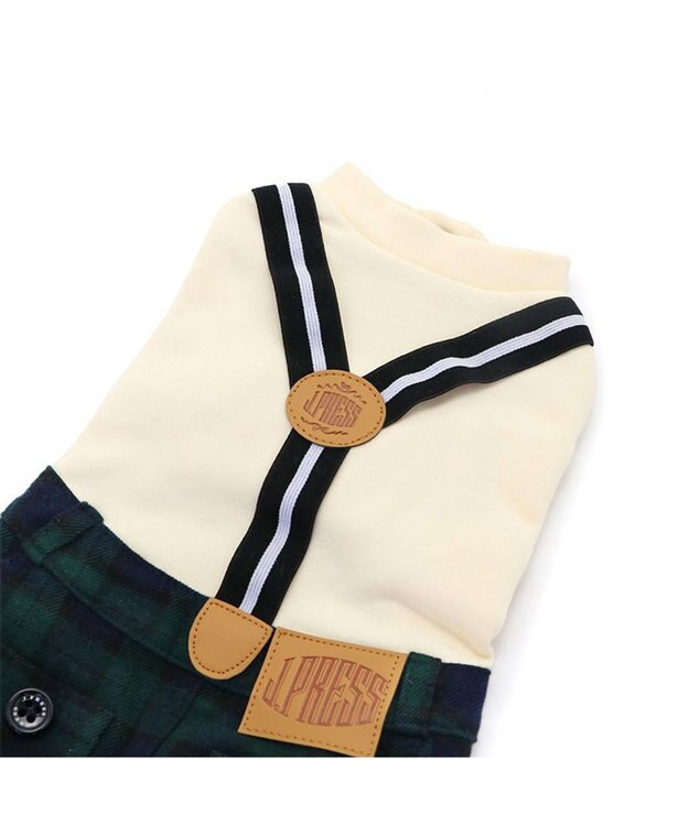 PET PARADISE J.PRESS ブラックウォッチ パンツつなぎ  小型犬 白~オフホワイト