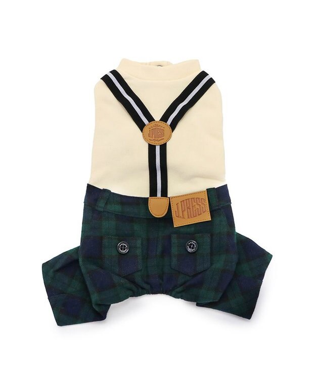 PET PARADISE J.PRESS ブラックウォッチ パンツつなぎ  小型犬 白~オフホワイト