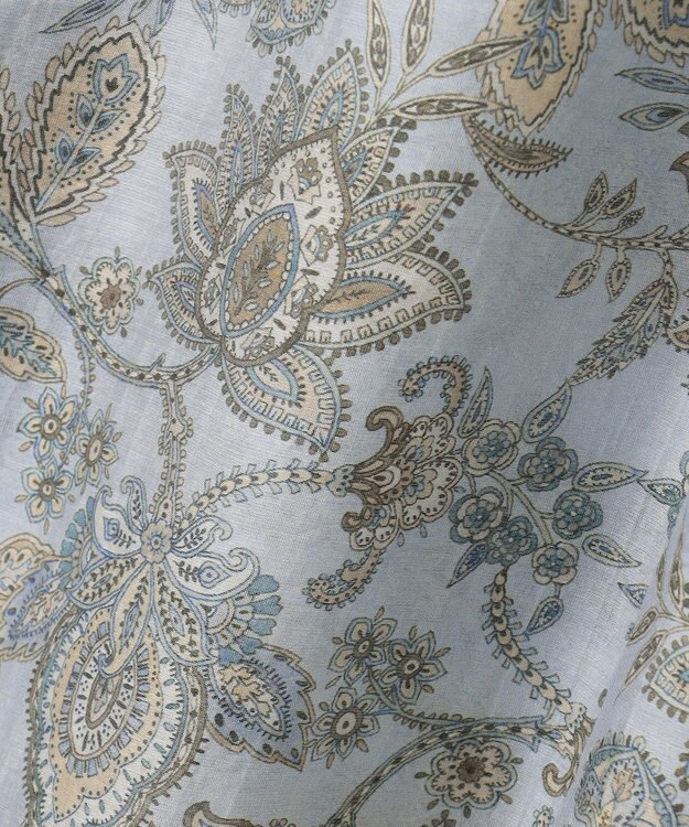 23区 【先行予約】Ericaキャラコ  ペイズリープリント シャツワンピース サックス系