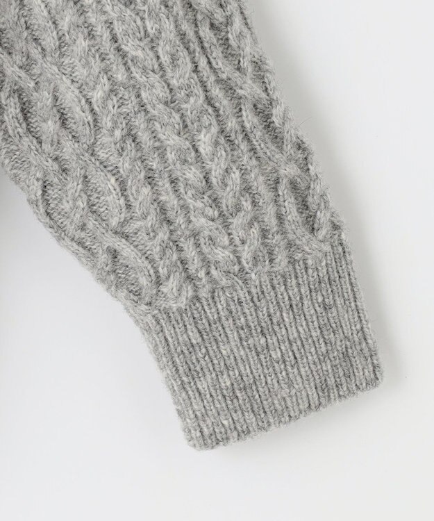 自由区 アランパターン Vネックニット ライトグレー系